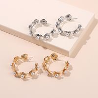Exaggerated Round Wreath Exquisite Pearl Flower Earrings Fashion Metal Earrings Wholesale Nihaojewelry main image 1