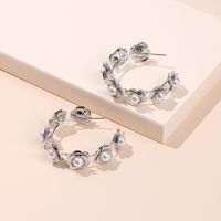 Exaggerated Round Wreath Exquisite Pearl Flower Earrings Fashion Metal Earrings Wholesale Nihaojewelry main image 3