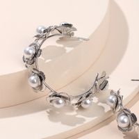 Exaggerated Round Wreath Exquisite Pearl Flower Earrings Fashion Metal Earrings Wholesale Nihaojewelry main image 5
