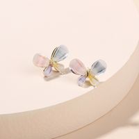 Korea Fashion Stained Glass Rhinestone Earrings Popular Jewelry Sweet Butterfly Silver Earrings Wholesale Nihaojewelry main image 4