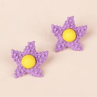 Korea Candy Color Childlike Egg Yolk Star Earrings Purple Star Cute Flower Earrings Wholesale Nihaojewelry main image 1