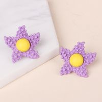 Korea Candy Color Childlike Egg Yolk Star Earrings Purple Star Cute Flower Earrings Wholesale Nihaojewelry main image 3