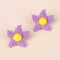 Korea Candy Color Childlike Egg Yolk Star Earrings Purple Star Cute Flower Earrings Wholesale Nihaojewelry main image 4