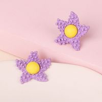 Korea Candy Color Childlike Egg Yolk Star Earrings Purple Star Cute Flower Earrings Wholesale Nihaojewelry main image 5