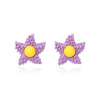 Korea Candy Color Childlike Egg Yolk Star Earrings Purple Star Cute Flower Earrings Wholesale Nihaojewelry main image 6