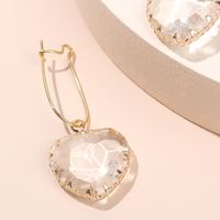Korean Fashion Trendy Transparent Glass Diamond Earrings Love Heart-shaped Niche Sweet Earrings Wholesale Nihaojewelry main image 3