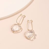 الكورية الأزياء العصرية الزجاج الشفاف الماس الأقراط الحب القلب على شكل المتخصصة الحلو الأقراط الجملة Nihaojewelry main image 5