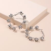 New Exquisite Wreath Metal Earrings Fashion Pearl Flower Earrings Wholesale Nihaojewelry main image 4