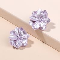 Purple Resin Three-dimensional Flower Earrings Trendy Fashion Forest 925 Silver Needle Earrings Wholesale Nihaojewelry main image 4