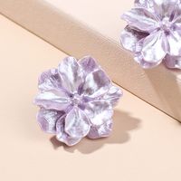 Purple Resin Three-dimensional Flower Earrings Trendy Fashion Forest 925 Silver Needle Earrings Wholesale Nihaojewelry main image 5