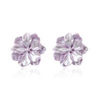 Purple Resin Three-dimensional Flower Earrings Trendy Fashion Forest 925 Silver Needle Earrings Wholesale Nihaojewelry main image 6