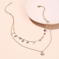 Korean Fashion Starfish Pendant Choker Copper Necklace Double Beautiful Wind Star Clavicle Necklace For Women Nihaojewelry main image 1