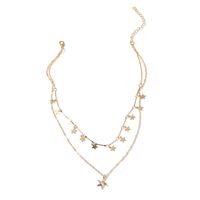 Korean Fashion Starfish Pendant Choker Copper Necklace Double Beautiful Wind Star Clavicle Necklace For Women Nihaojewelry main image 6