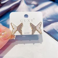 Aura Butterfly Earrings Silver Needle Zircon Micro Inlaid Natural Shell Earrings Wholesale Nihaojewelry main image 3