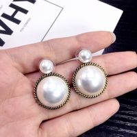 S925 Silver Needle Retro Round Big Pearl Earrings Port Style Simple And Elegant Earrings Wholesale Nihaojewelry main image 4