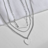 Fashion Love Clavicle Chain For Women Simple Heart-shaped Multilayer Pendant Necklace Stainless Steel New Tide Jewelry Nihaojewelry sku image 1
