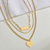 Fashion Love Clavicle Chain For Women Simple Heart-shaped Multilayer Pendant Necklace Stainless Steel New Tide Jewelry Nihaojewelry sku image 2