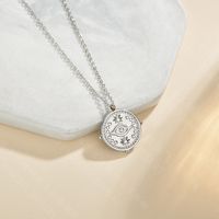 Fashion Angel's Eye Coin Women's Necklace Simple Retro Clavicle Chain Stainless Steel Necklace Round Pendant Nihaojewelry sku image 2