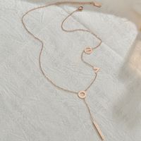 Korea Fashion 18k Rose Gold Letter Tassel Long Necklace For Women Fashion Wild Necklace Nihaojewelry sku image 1