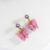 Style Coréen Vente Chaude Couleur Douce Zircon Acrylique Boucles D'oreilles Papillon Boucles D'oreilles Simples En Gros Nihaojewelry sku image 7