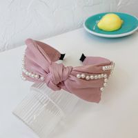 Korea's Pearl Bowknot Wide-brimmed Hairband Folds New Fashion Color Cloth Headband Hair Bundle Wholesale Nihaojewelry sku image 6