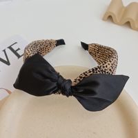 Korean Leopard Print Folds Bowknot Hair Band New Fashion Wide Brim Headband   Wholesale Nihaojewelry sku image 3