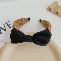 Korean Leopard Print Folds Bowknot Hair Band New Fashion Wide Brim Headband   Wholesale Nihaojewelry sku image 5