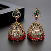 Boucles D&#39;oreilles Couleur Creux Style Ethnique Lady Cuivre Incrusté De Zirconium Tassel Boucles D&#39;oreilles Vente En Gros Nihaojewelry sku image 1