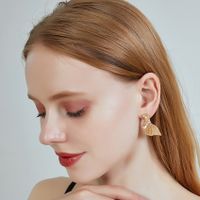 Fashion New Earrings S925 Silver Needle Alloy Ear Accessories Geometric Shaped Fold Irregular Earrings Nihaojewelry sku image 3