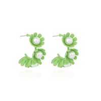 Hot Sale Korea Candy Color Cute Flower Earrings C-shaped Wreath Childlike Pearl Earrings Wholesale Nihaojewelry sku image 3