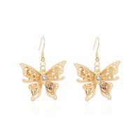 Fashion  Hot Sale Models Zircon Earrings  Gold Three-dimensional Butterfly Earrings For Women Nihaojewelry sku image 1