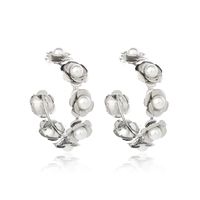 Exaggerated Round Wreath Exquisite Pearl Flower Earrings Fashion Metal Earrings Wholesale Nihaojewelry sku image 1