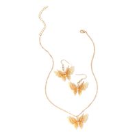 Fashion Golden Clavicle Chain Exquisite Three-dimensional Butterfly Earrings Titanium Steel Necklace Set Wholesale Nihaojewelry sku image 1