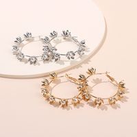 New Exquisite Wreath Metal Earrings Fashion Pearl Flower Earrings Wholesale Nihaojewelry sku image 1
