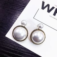 S925 Silver Needle Retro Round Big Pearl Earrings Port Style Simple And Elegant Earrings Wholesale Nihaojewelry sku image 1