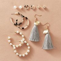 Hot-selling Pearl Tassel Earrings Set 6 Pairs Of Creative Retro Simple Earrings Wholesale Nihaojewelry main image 2