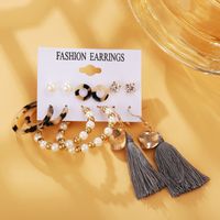 Hot-selling Pearl Tassel Earrings Set 6 Pairs Of Creative Retro Simple Earrings Wholesale Nihaojewelry main image 4