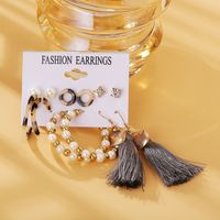 Hot-selling Pearl Tassel Earrings Set 6 Pairs Of Creative Retro Simple Earrings Wholesale Nihaojewelry main image 5