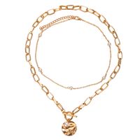51676 Han Zhi Shang Europäische Und Amerikanische Kette Perle Doppels Chicht Halskette Kreative Retro Einfache Legierung Schlüsselbein Kette main image 3