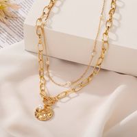 Fashion Hot Selling Chain Pearl Double Necklace For Women Retro Simple Alloy Clavicle Chain Nihaojewelry main image 5