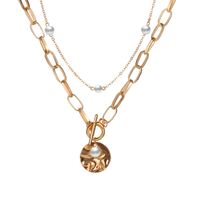 51676 Han Zhi Shang Europäische Und Amerikanische Kette Perle Doppels Chicht Halskette Kreative Retro Einfache Legierung Schlüsselbein Kette main image 6
