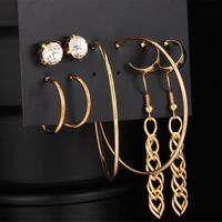 New Circle Diamond Tassel Earrings Set 4 Pairs Of Creative Gold Alloy Metal Earrings Wholesale Nihaojewelry main image 2