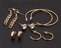 New Circle Diamond Tassel Earrings Set 4 Pairs Of Creative Gold Alloy Metal Earrings Wholesale Nihaojewelry main image 5