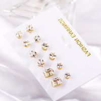Hot-selling Geometric Zircon 6 Pairs Of Earrings Set Creative Retro Simple Embedded Diamond Earrings Wholesale Nihaojewelry main image 4
