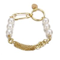 New Pearl Metal Paper Clip Circle Bracelet Creative Retro Simple Alloy Bracelet Wholesale Nihaojewelry main image 4