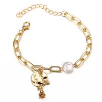 New Creative Pearl Disc Rose Flower Bracelet Retro Metal Alloy Chain Bracelet Wholesale Nihaojewelry main image 3