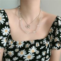 Double Layered Bow Tie Short Temperament Crystal Beads Clavicle Chain Necklace Wholesale Nihaojewelry main image 1
