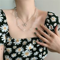 Double Layered Bow Tie Short Temperament Crystal Beads Clavicle Chain Necklace Wholesale Nihaojewelry main image 3