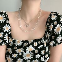 Double Layered Bow Tie Short Temperament Crystal Beads Clavicle Chain Necklace Wholesale Nihaojewelry main image 4