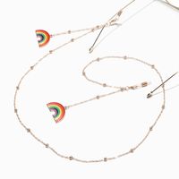 Fashion Simple Golden Rainbow Color Retaining Bead Glasses Chain Metal Chain Wholesale Nihaojewelry main image 3